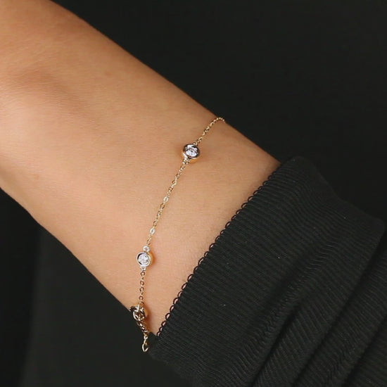  Diamond Station Bracelet|  Lab-grown diamond Station Bracelet| KindSpark Jewellery| Affordable jewellery for everyday wear
